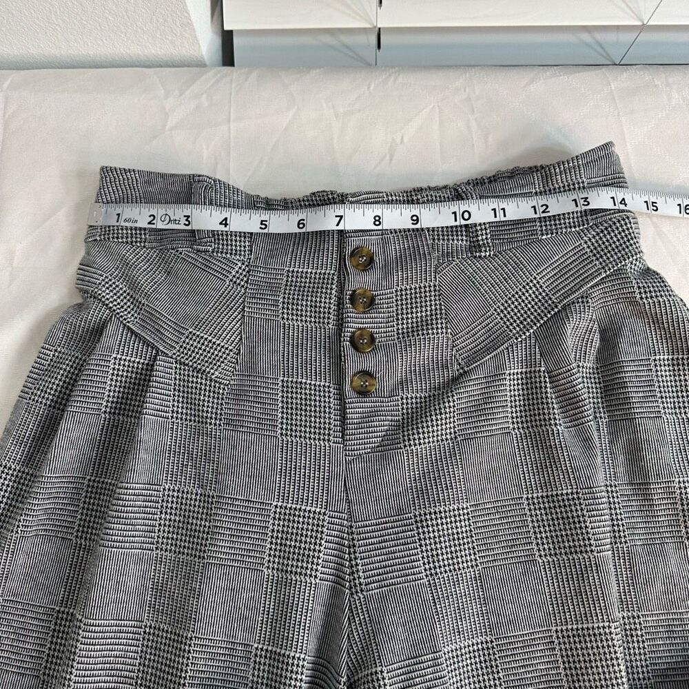 Maeve Anthropologie Houndstooth Wide Leg Pants Womens Medium High Rise Cropped - Picture 8 of 12